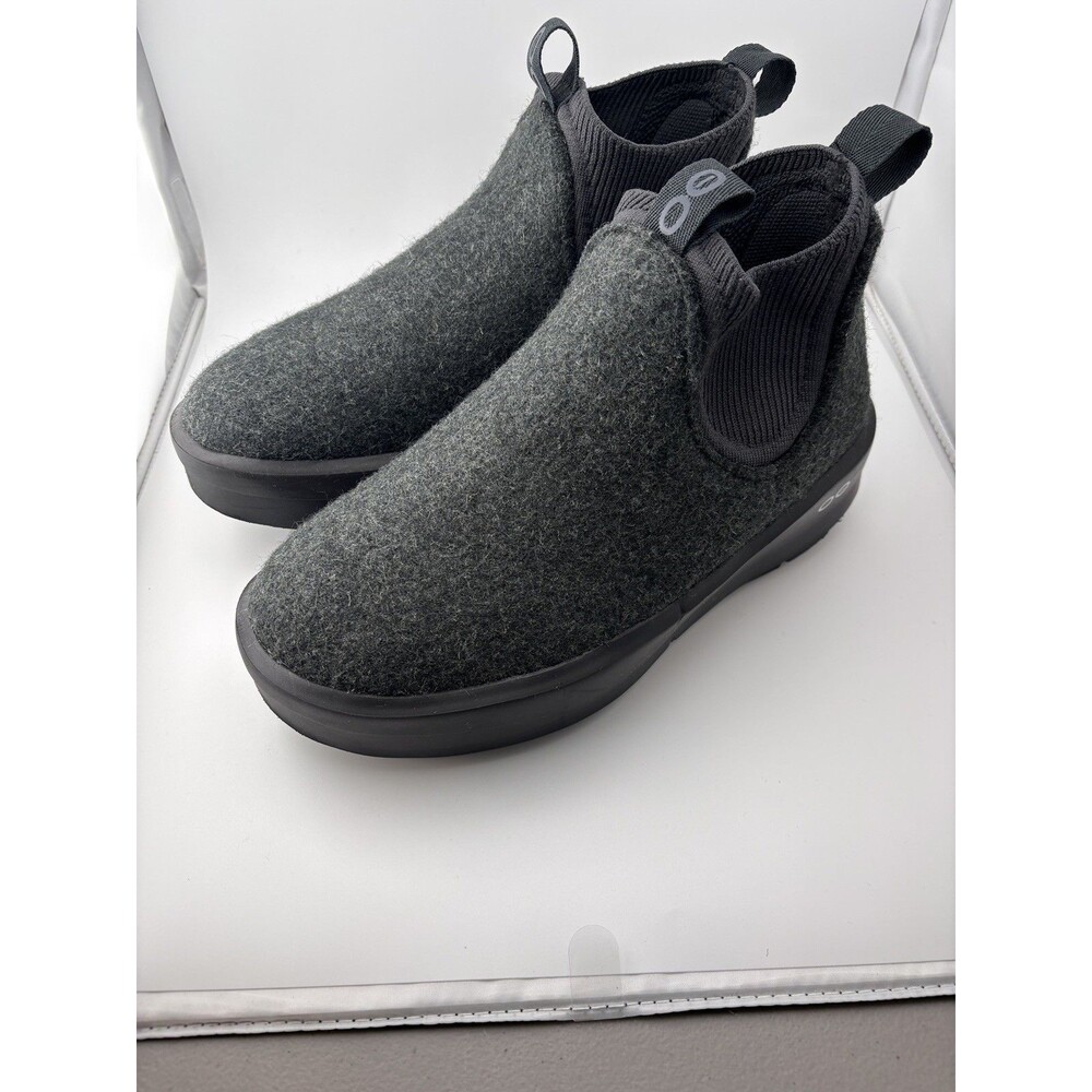 OOFOS Women's OOmega Londoner Boot W7 EU38 Charcoal Wool Blend